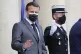 French President Emmanuel Macron waits for Nato Secretary Ge