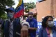 People gather outside the offices of the Pan American Health