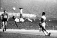 Brazilian football star Pele bicycle kicks a ball during a g