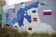 A sign reading ‘Nord Stream 2 Committed. Reliable. Safe.�