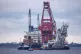 Tugboats get into position on the Russian pipe-laying vessel