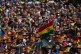 Demonstrators march in support of the Luis Arce government, 