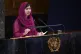 Nobel Peace Prize laureate Malala Yousafzai speaks during th