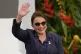 Honduras' President Xiomara Castro waves during the swearing