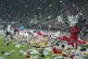 Fans throw toys onto the pitch during the Turkish Super Leag