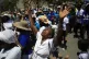 Christians take part in a Good Friday procession in Port-au-