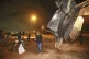 Israeli authorities inspect the remains of what the military