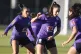 Brazil's Marta (left) practices footwork with teammates duri