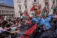 Demonstrators clash with the police during a protest on the 