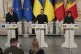 President of Moldova Maia Sandu (right) speaks during a join