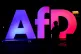 A man stands in front of the logo at the far-right AfD party
