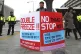 A man protests outside the US embassy in South Korea calling for a ‘double freeze’ – a stop to aggressive actions by both the United States and North Korea
