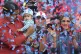Venezuela's President Nicolas Maduro holds a baby as first l