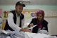 Election officials count ballots shortly after the polling s