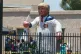 Protesters place a large inflatable balloon in the likeness 