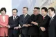 South Korean President Moon Jae-in (third left) and North Ko