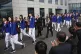 A Chinese sports delegation arrives at the airport in Pyongy