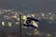 An Israeli flag flies in front of the village of Majdal Sham