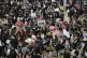 Demonstrators gather during a protest at Hong Kong Internati
