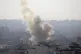 Smoke rises after an Israeli forces strike in Gaza City toda