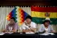 Bolivia's former President Evo Morales speaks to members of 