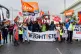 Amazon workers and their supporters outside the company’s 