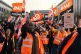 Members of the GMB union on the picket line outside the Amaz