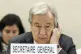 U.N. Secretary-General Antonio Guterres listens to a speech,