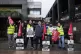 Aslef general secretary Mick Whelan (centre) on the picket l