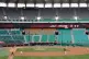 Stadium seats are empty as a part of precaution against the 