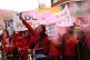 NHS medical couriers and members of the IWGB union protest a
