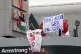 Protesters on the factory roof