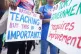 Members of the National Education Union (NEU) take part in a