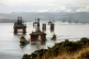 The Oil platform Stena Spey is moved with tug boats amongst 