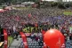 A huge crowd gathers at the Durham Miners' Gala at Durham Ol
