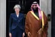 Saudi Arabia's crown prince Mohammad bin Salman is greeted b