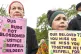 People protesting outside Parliament in London over the Gren