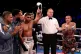 Amir Khan celebrates beating Samuel Vargas on points after t