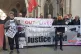 Demonstrators outside the Royal Courts of Justice, London, w