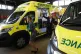 Prime Minister Boris Johnson inspects an ambulance during a 