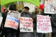 McDonald's workers and demonstrators take part in a protest 