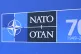 Nato's logo seen at its 70th anniversary summit last year