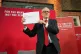 Labour Party leader Jeremy Corbyn holds up a leaked document