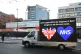 A billboard van outside St Thomas' Hospital in Central Londo