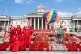 Extinction Rebellion pour dye down the steps near the Nation