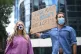 Campaigners outside the Home Office in London, protesting ag