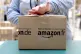 A package being prepared at an Amazon warehouse
