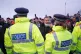 Police hold back drivers trying to enter the Port of Dover i