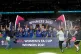 CHAMPIONS: Chelsea players celebrate with the trophy after t