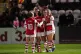 Arsenal's Frida Maanum (right) celebrates scoring the fourth
